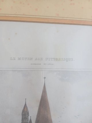 Litografía Antigua St. Martin à Cologne S. XIX