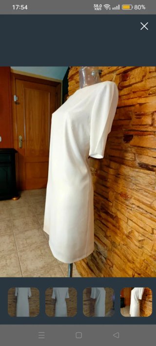 Elegante vestido blanco beige talla L