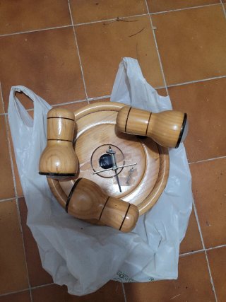 Lámpara techo 3 focos orientables madera