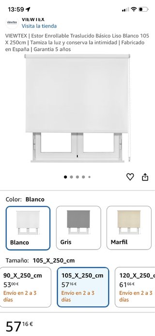 Estor blanco nuevo a estrenar