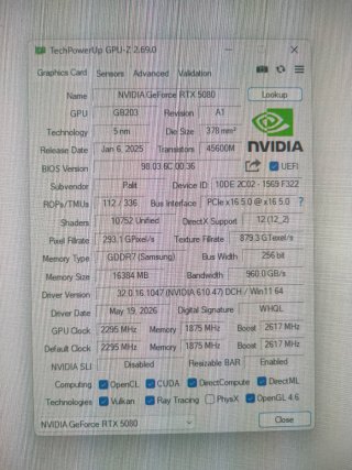 Palit RTX 5080 GamingPro 16GB