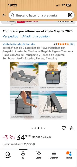 Set 2 Esterillas Plegables Playa tectake