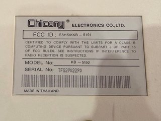 Teclado Mecánico Chicony KB-5192 Retro Beige