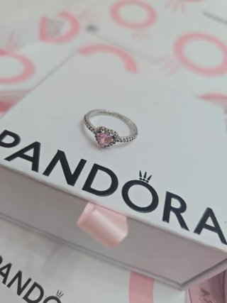 Anillo Pandora Corazón Rosa Plata