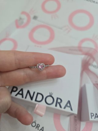 Anillo Pandora Corazón Rosa Plata