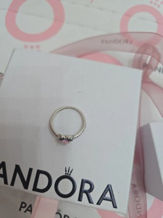 Anillo Pandora Corazón Rosa Plata
