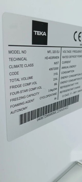 NEVERA COMBI TEKA NO FROST ENERGÍA A+