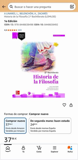 Historia de la filosofía, 2º Bachillerato