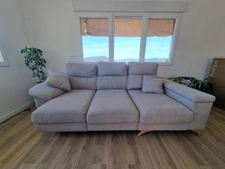 Sofá moderno chaiselongue beige/gris