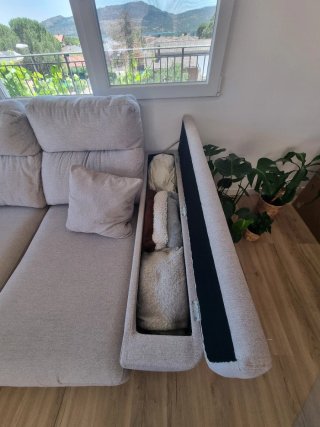 Sofá moderno chaiselongue beige/gris