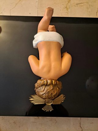 Gran figura Niño Jesús pasta madera ojos cristal
