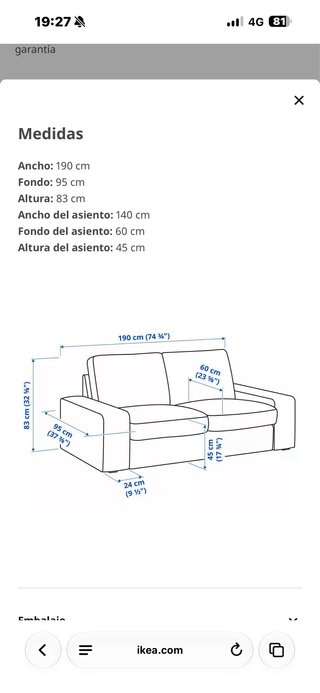 Sofá 2 plazas KIVIK IKEA