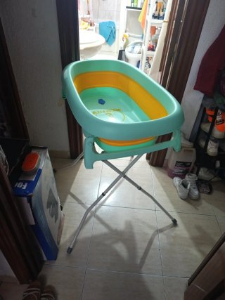 Bañera plegable bebé + adaptador + cojín baño