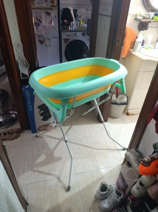 Bañera plegable bebé + adaptador + cojín baño
