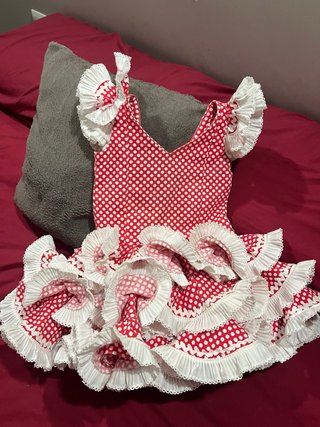 Vestido Flamenco Niña Rojo Lunares