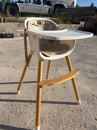 Trona bebé madera y blanco