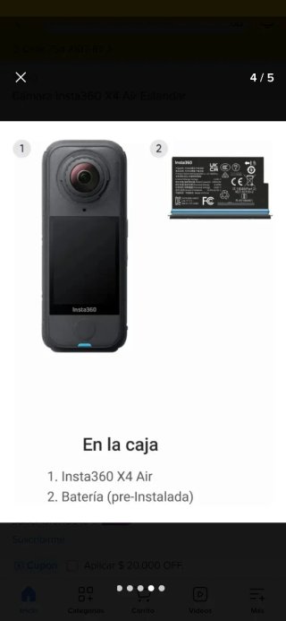 Cámara Insta360 X4 Air 8K 72MP Negra