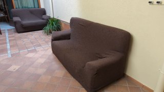 2 Sofàs amb funda de tela marró