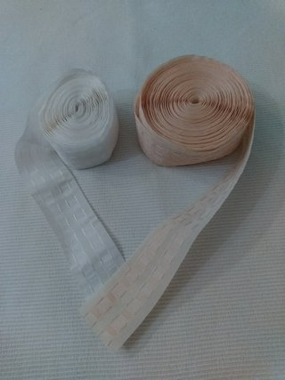 Cinta para cortinas rosa y blanca