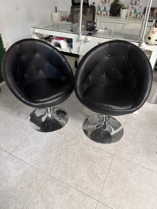 Juego de 2 Sillas Negras Giratorias