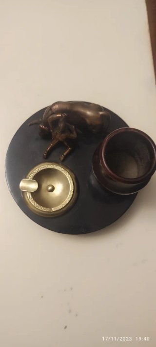 Cenicero Vintage madera Cobre y Bronce