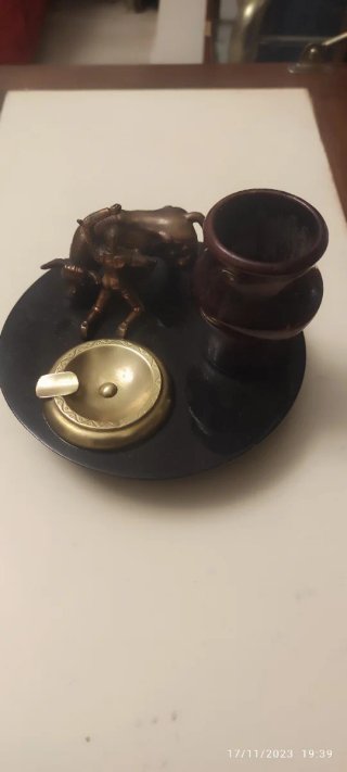 Cenicero Vintage madera Cobre y Bronce
