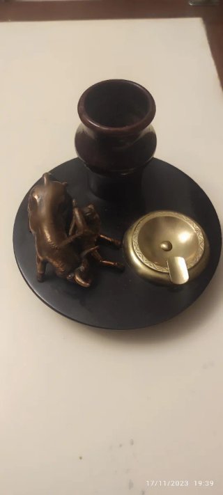 Cenicero Vintage madera Cobre y Bronce