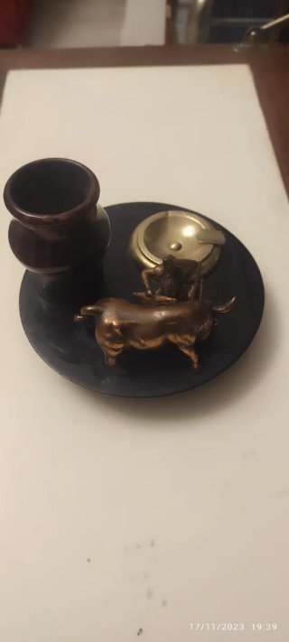 Cenicero Vintage madera Cobre y Bronce