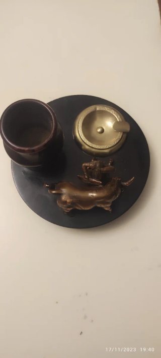 Cenicero Vintage madera Cobre y Bronce