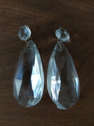 2 lágrimas cristal facetado lámpara araña