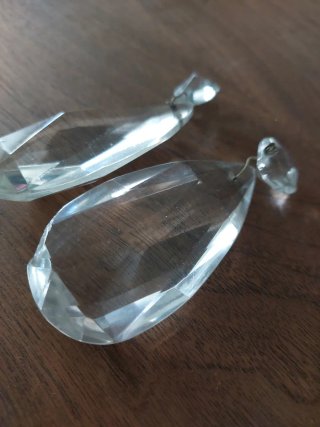2 lágrimas cristal facetado lámpara araña