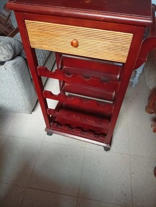 Mesa Jamonero Botellero Madera Bambú