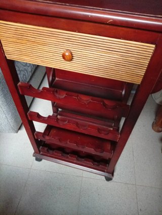 Mesa Jamonero Botellero Madera Bambú