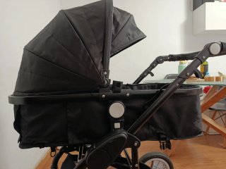Capazo y silla de paseo bebé negra