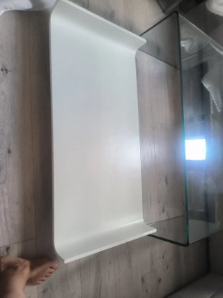 Mesa de centro cristal y blanco