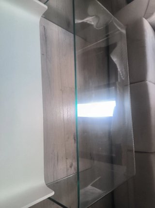 Mesa de centro cristal y blanco