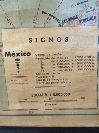 Antiguo Mapa Escolar América del Norte