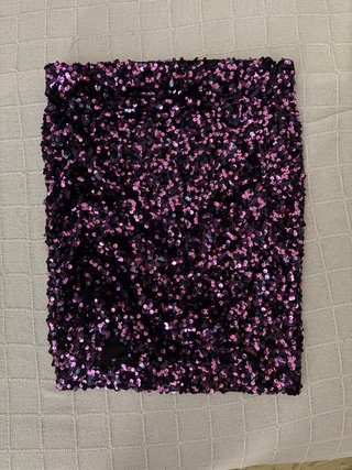 Falda corta lentejuelas rosa y morado