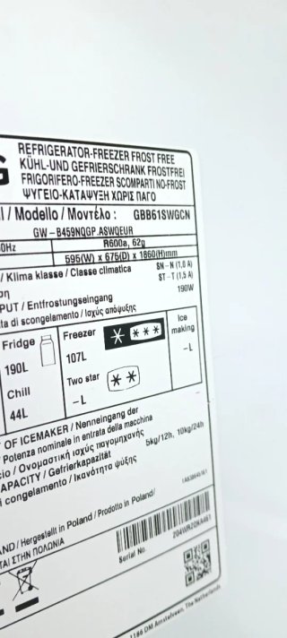 NEVERA COMBI L G NO FROST ENERGÍA A+