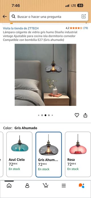 Lámpara colgante gris humo diseño industrial