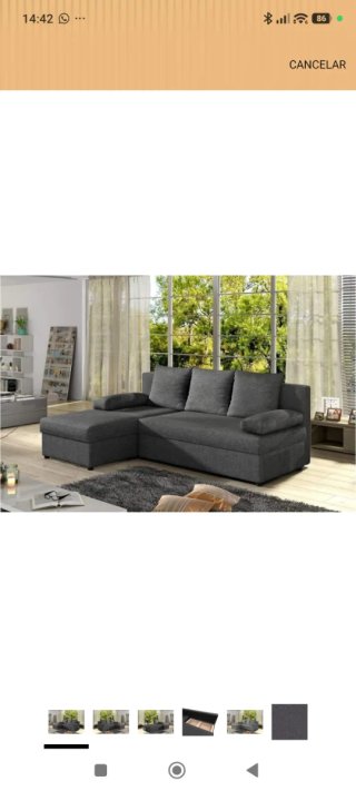 Sofá Chaise Longue York Gris Cama