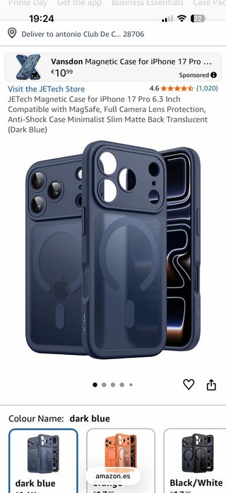 Custodia JETech iPhone 17 Pro Blu Scuro