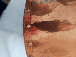 Macetero de hierro con caldero de cobre