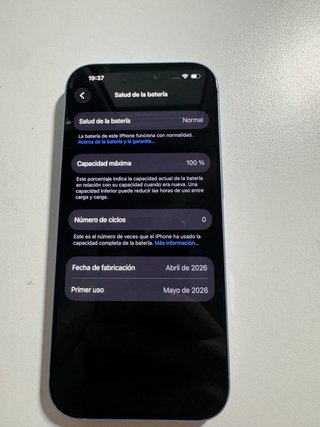 iPhone17 256GB Batería 100% 0 ciclos Garantia 2028