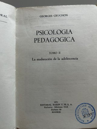 Psicologia Pedagogica II Georges Cruchon 1971