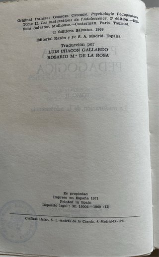 Psicologia Pedagogica II Georges Cruchon 1971