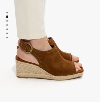 Sandalias cuña yute piel marrón