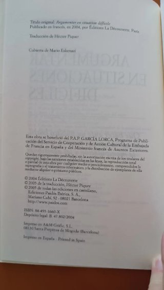 Libro Argumentar en situaciones difíciles