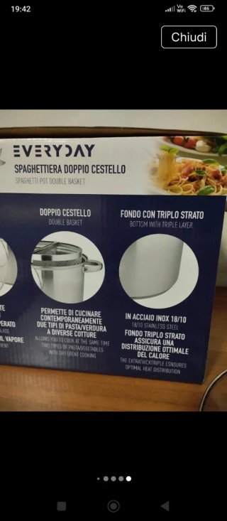 Pentola Spaghettiera Everyday 6L Doppio Cestello