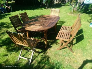 Conjunto jardin madera teca mesa y 6 sillas